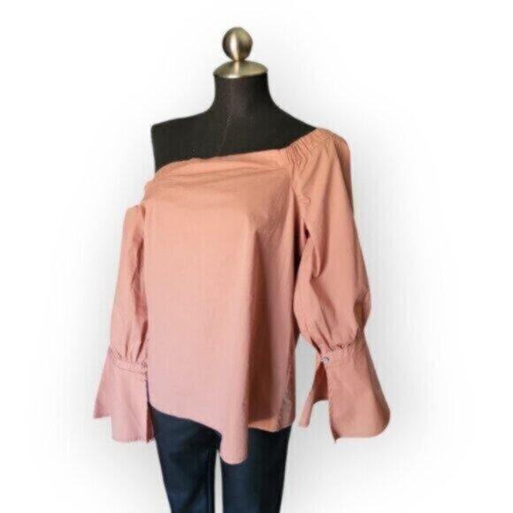 Pastel Rose Puff Sleeve Blouse Size Medium - Picture 3 of 11